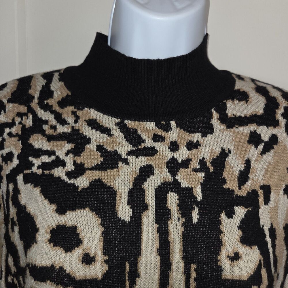 Chico's Leopard Print Cashmere Blend Mock Neck Sweater Tunic 1 (Medium) NWOT - Picture 5 of 7